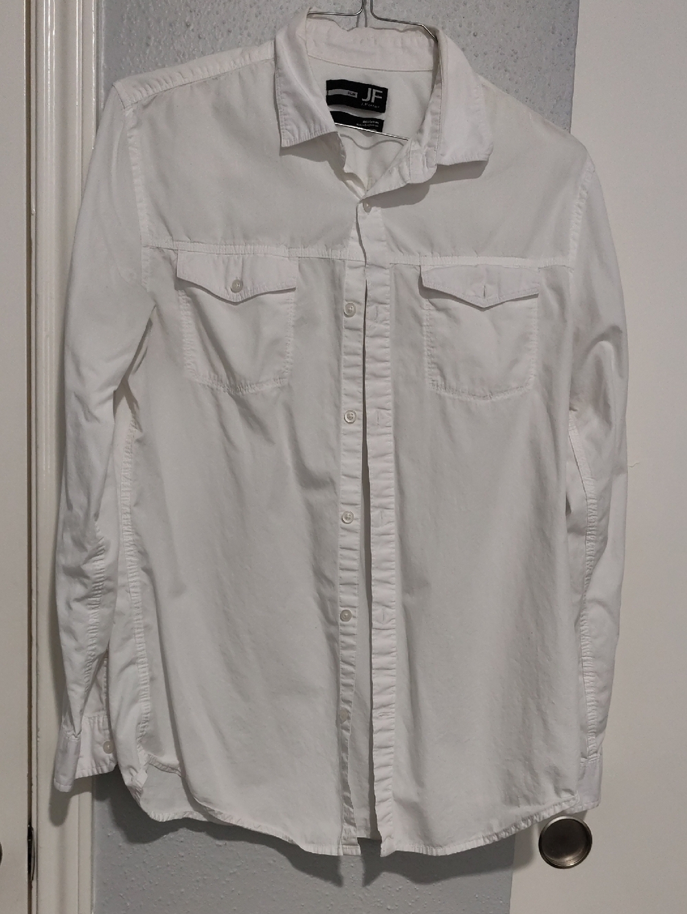 jf j.ferrar Men’s White Button-Down Casual Shirt